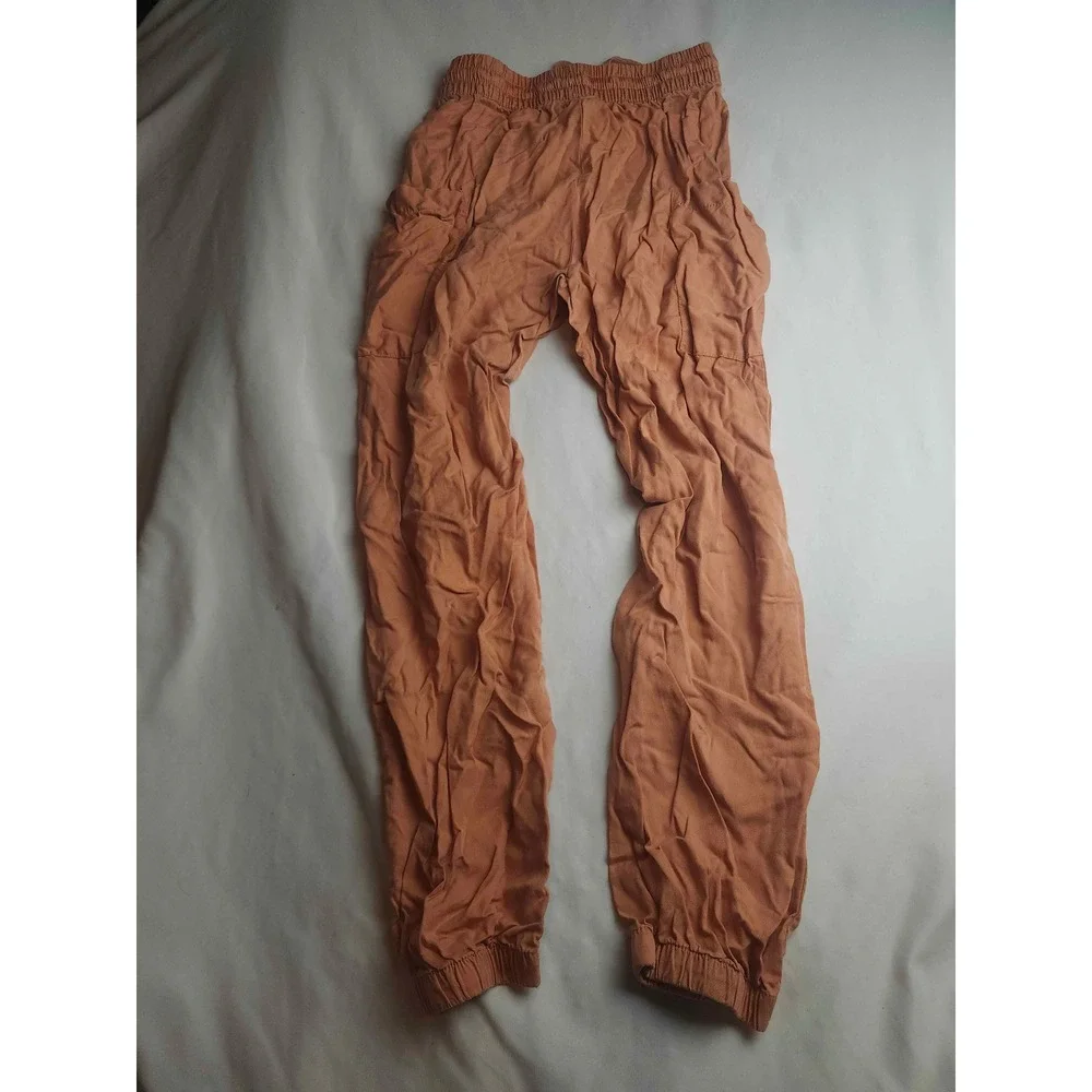 Indigo Rein Womens Terracotta Orange Chambray Jogger Pants Drawstring Size Small